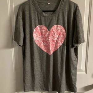 Gray T-Shirt with Pink Heart